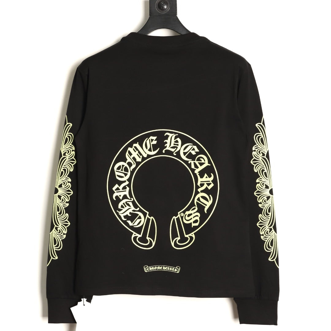 Neon Horseshoe Long Sleeve T-Shirt Black