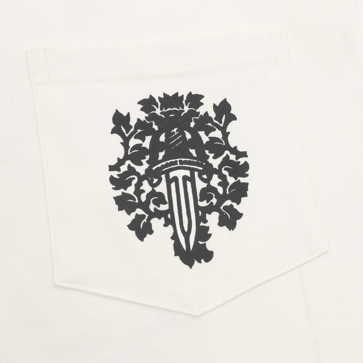 Vintage Vine Dagger Long Sleeve Pocket T-Shirt White
