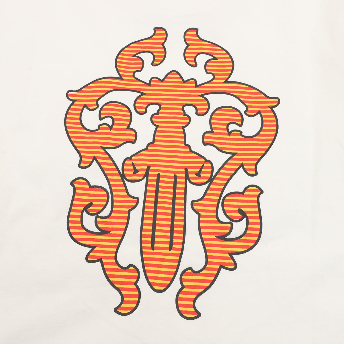 Vine Dagger Print Long Sleeve T-Shirt White & Orange