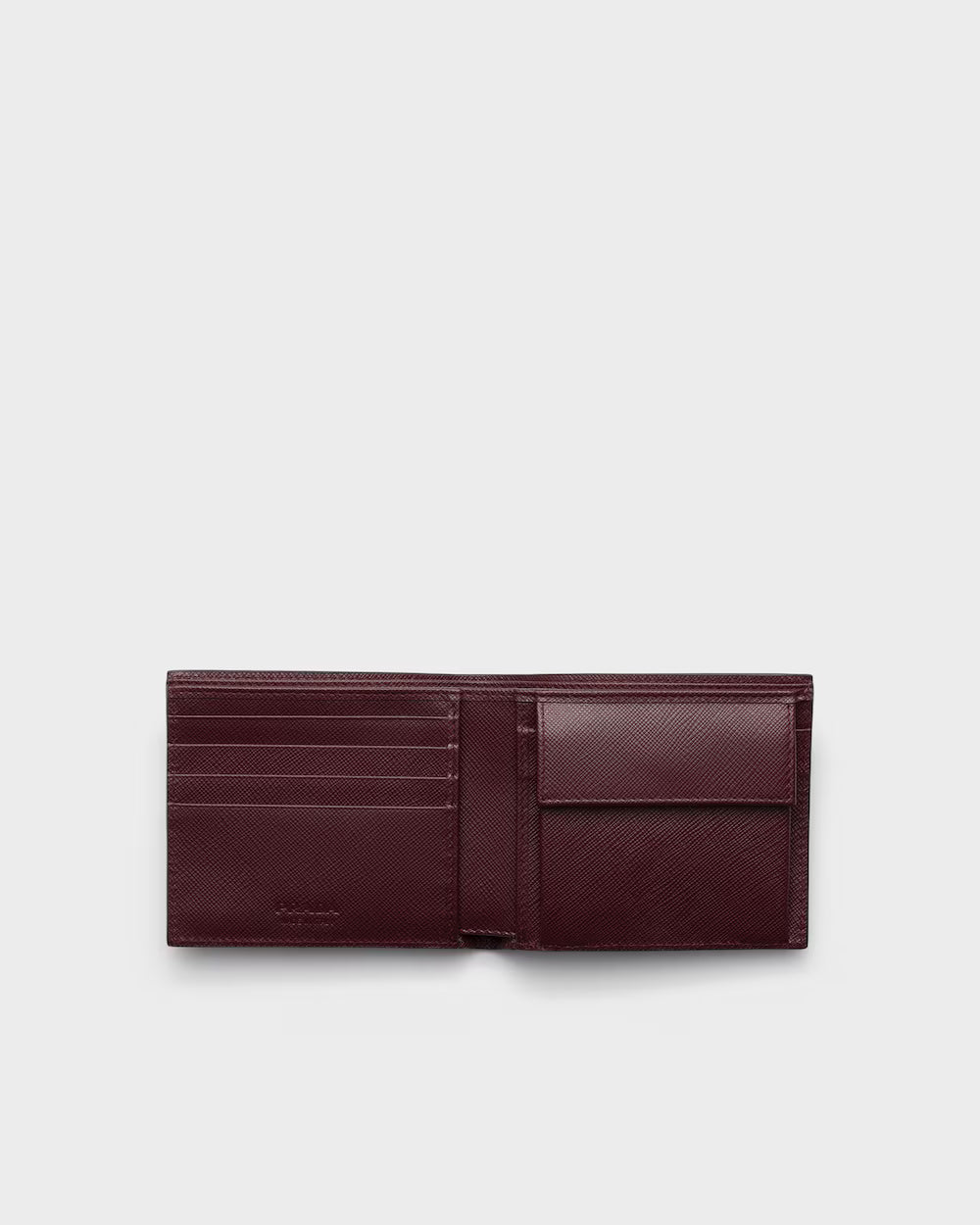 Saffiano Leather Wallet with Coin Purse Camouflage Burgundy Interior