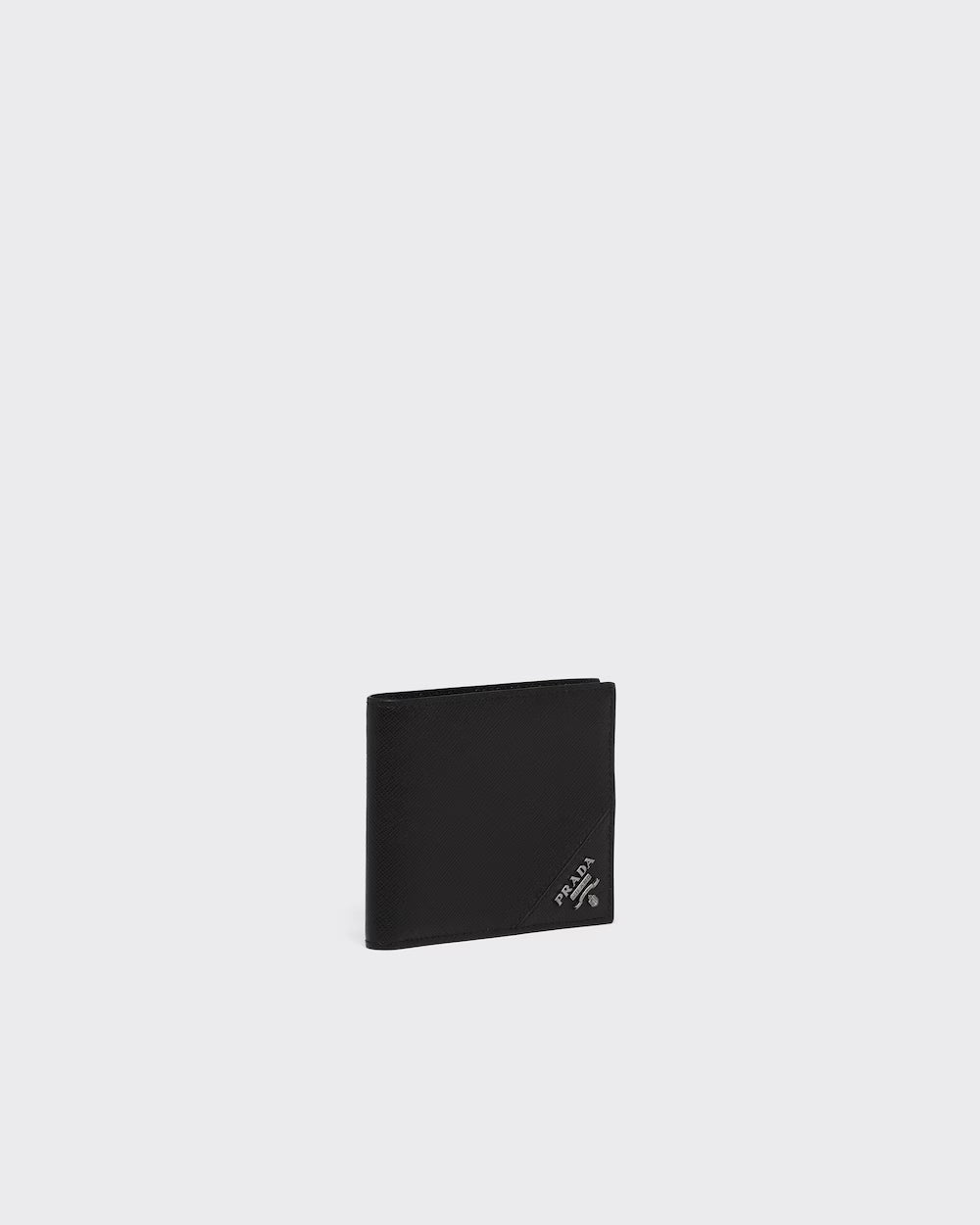 Saffiano Leather Triangle Logo Wallet Black