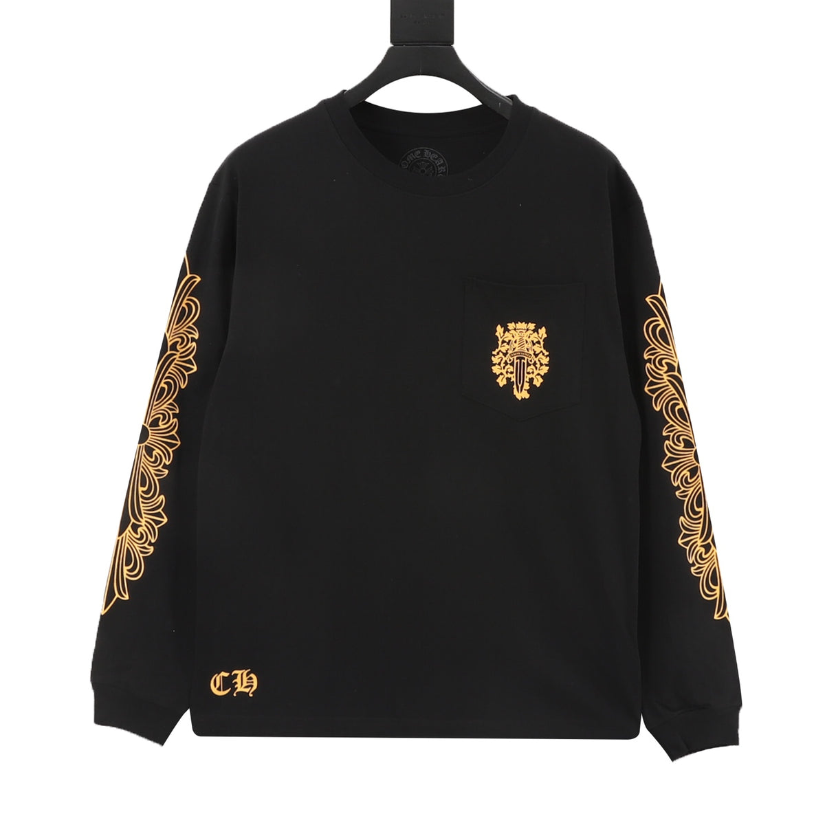 V89 Dagger Long Sleeve Pocket T-Shirt Navy & Yellow