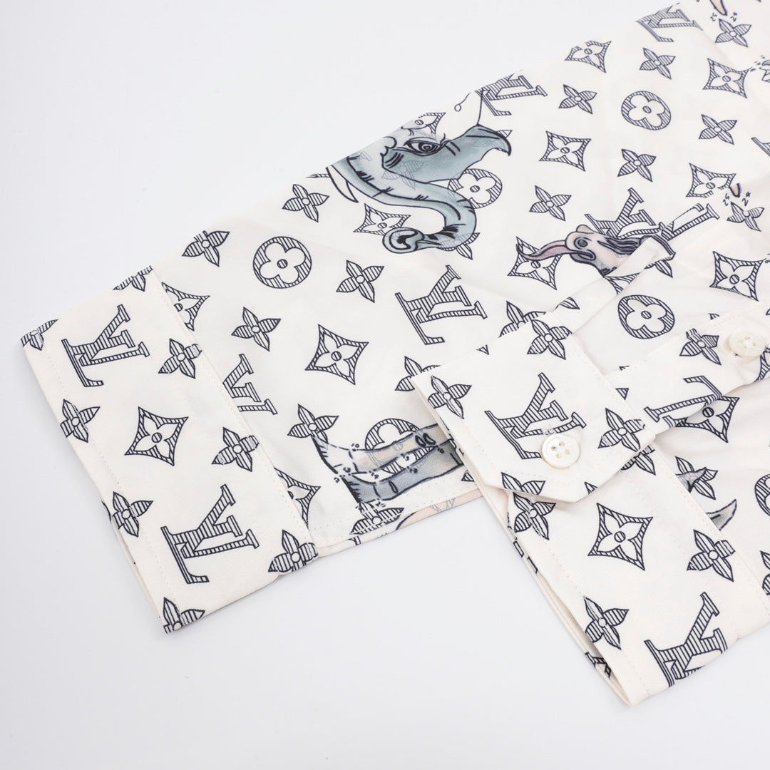 x Chapman Brothers Monogram Animal Print Silk Shirt