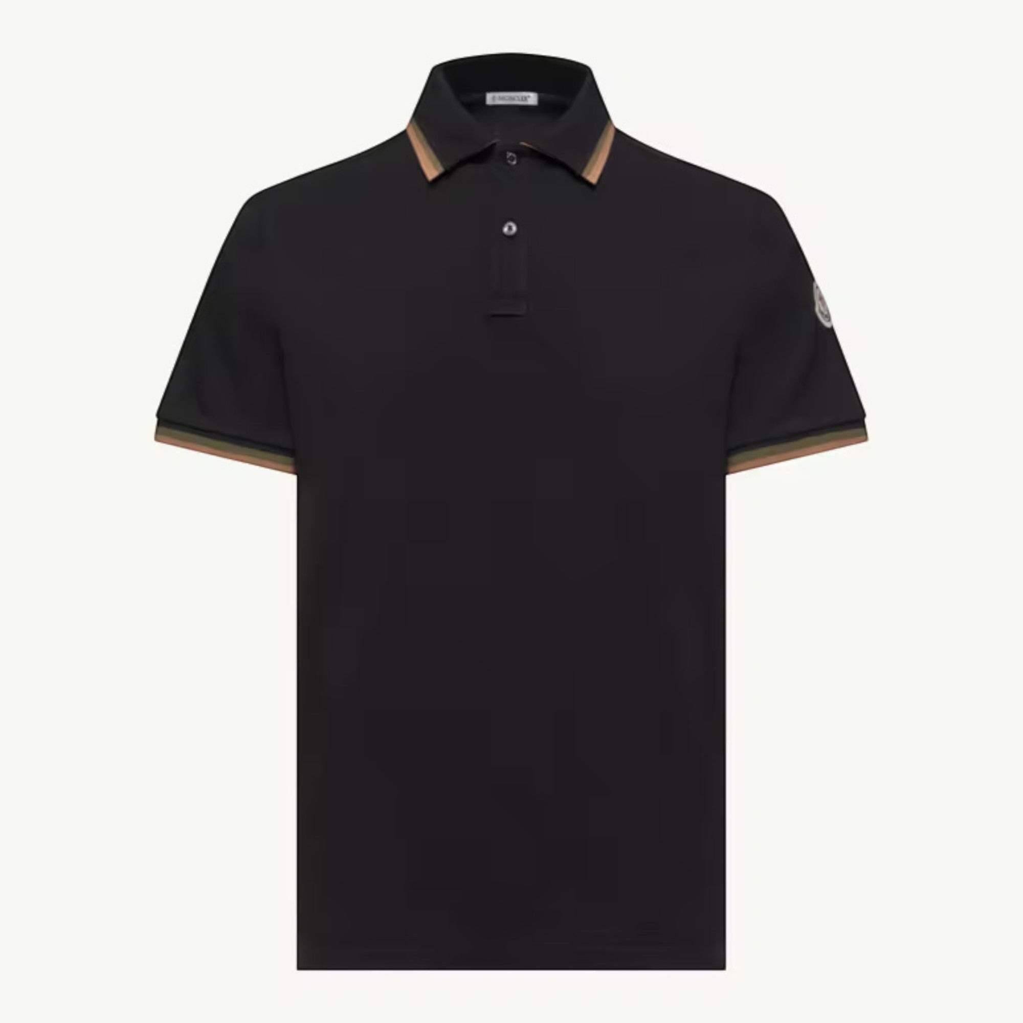 Double Collar Cotton Piqué Polo Black