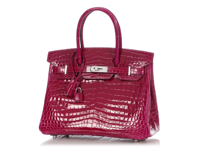 Rose Pourpre Shiny Niloticus Crocodile Palladium Hardware