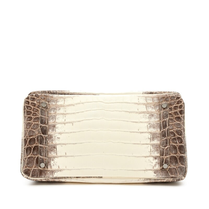 White Matte Himalayan Niloticus Crocodile Palladium Hardware