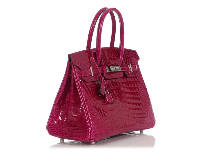 Rose Pourpre Shiny Niloticus Crocodile Palladium Hardware