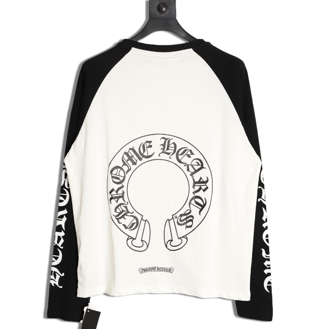 Horseshoe Baseball Long Sleeve T-Shirt White & Black