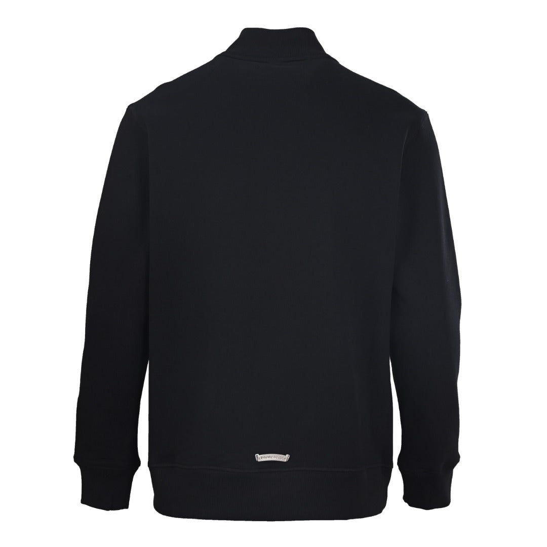 Triple Cross Patch Quarter-Zip Sweater Black