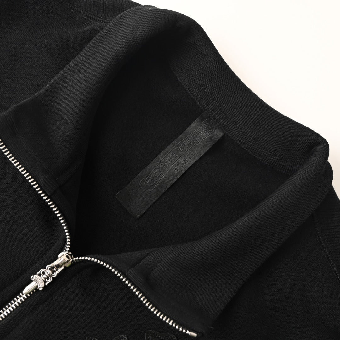 Triple Cross Patch Quarter-Zip Sweater Black