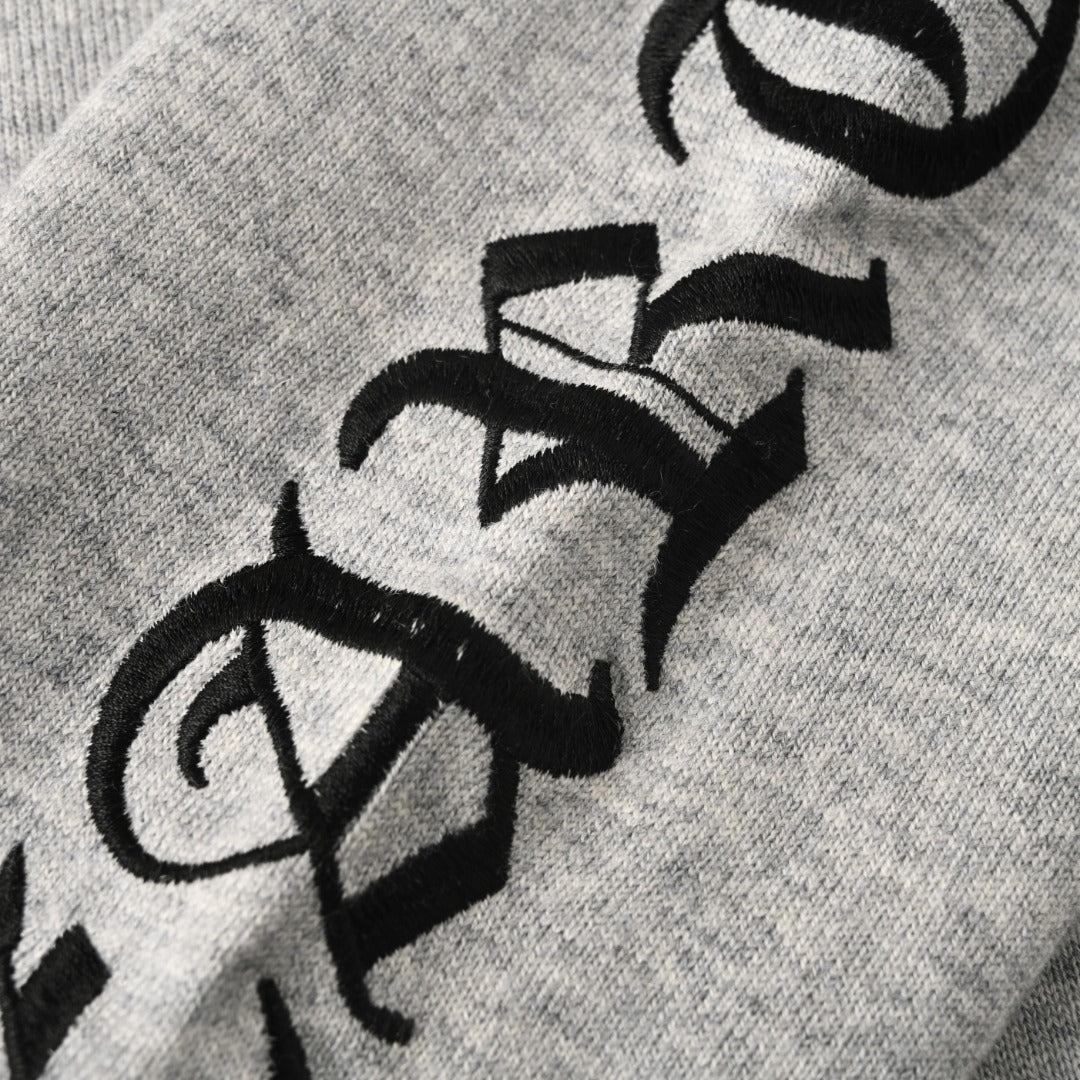 Logo Sleeve Cashmere Sweater Grey