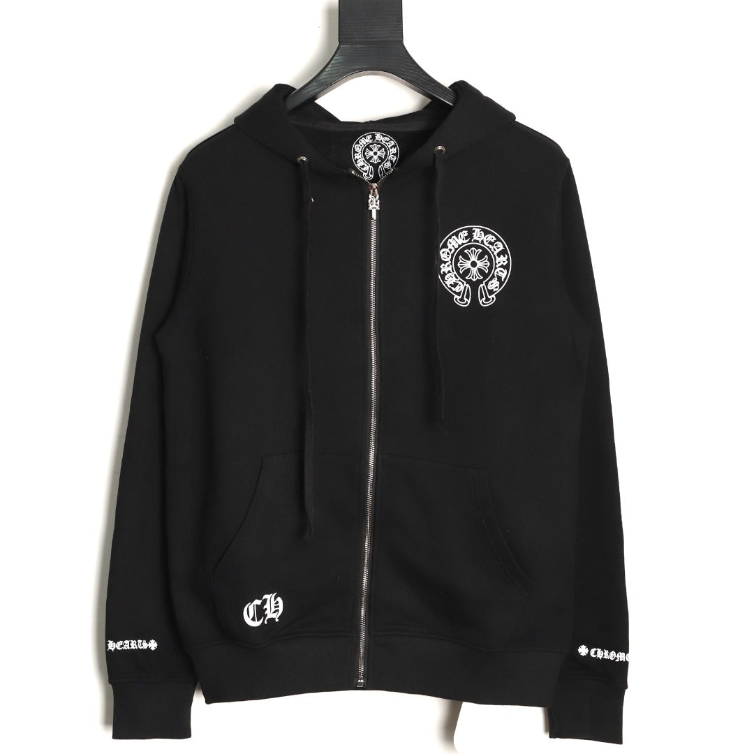 Horseshoe Zip-Up Hoodie Black
