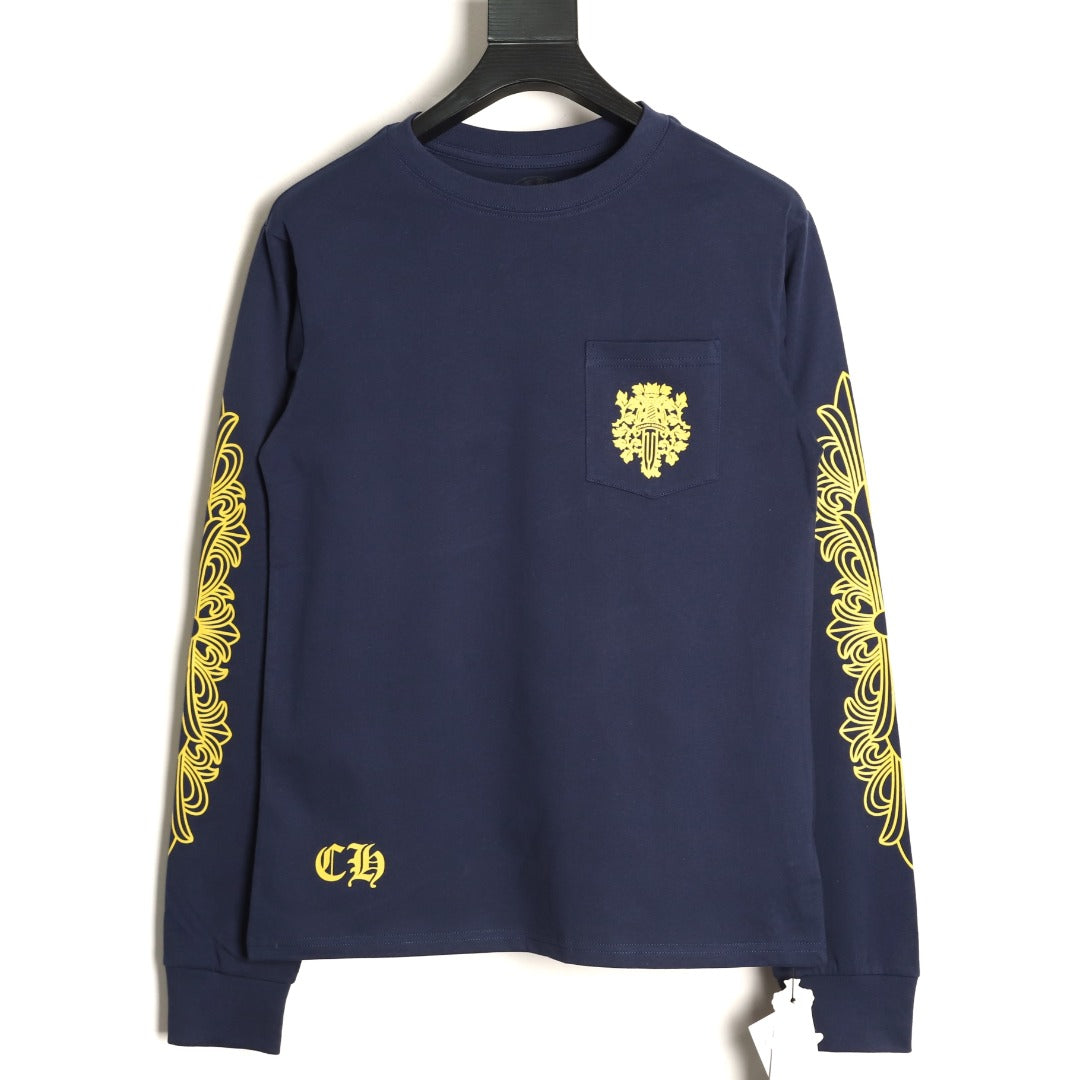 V89 Dagger Long Sleeve T-Shirt Navy & Yellow