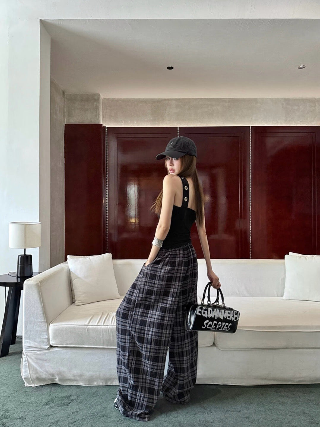 x Sean Wotherspoon Plaid Flannel Beach Pants Black & Grey