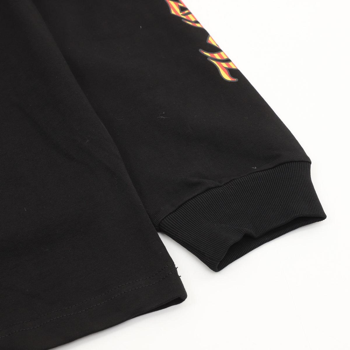 Orange Script Long Sleeve Pocket T-Shirt Black