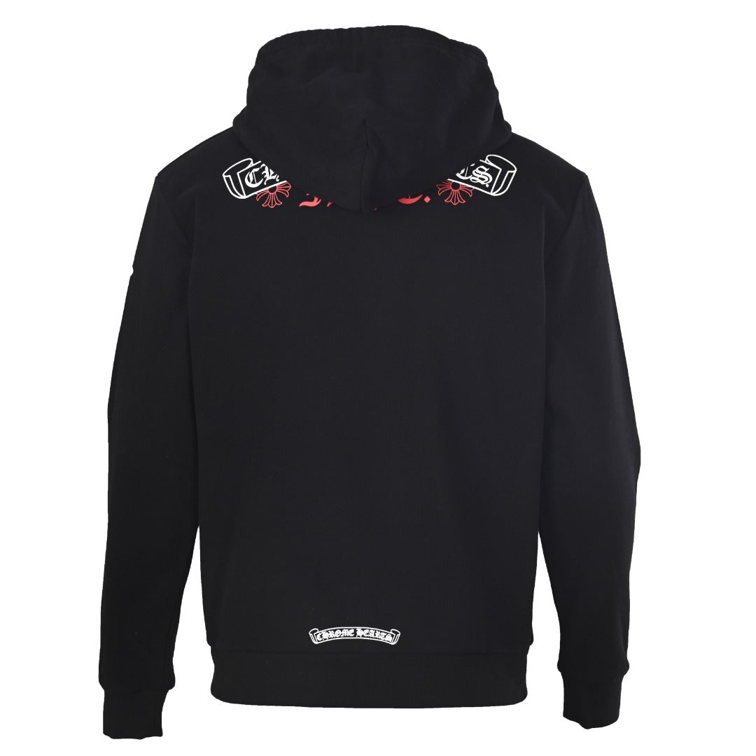 Scroll Logo Cross Zip-Up Hoodie Black