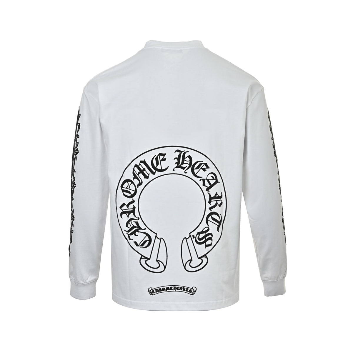 Floral Horseshoe Long Sleeve Pocket T-Shirt White