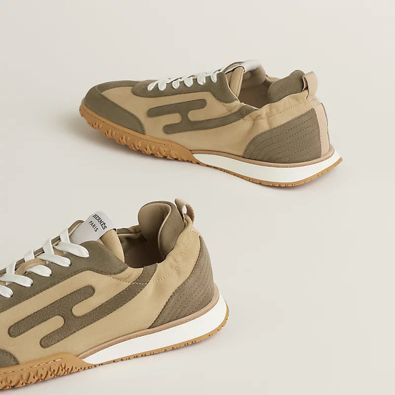 Hermès Jet Sneaker Beige Lin Vert Toundra