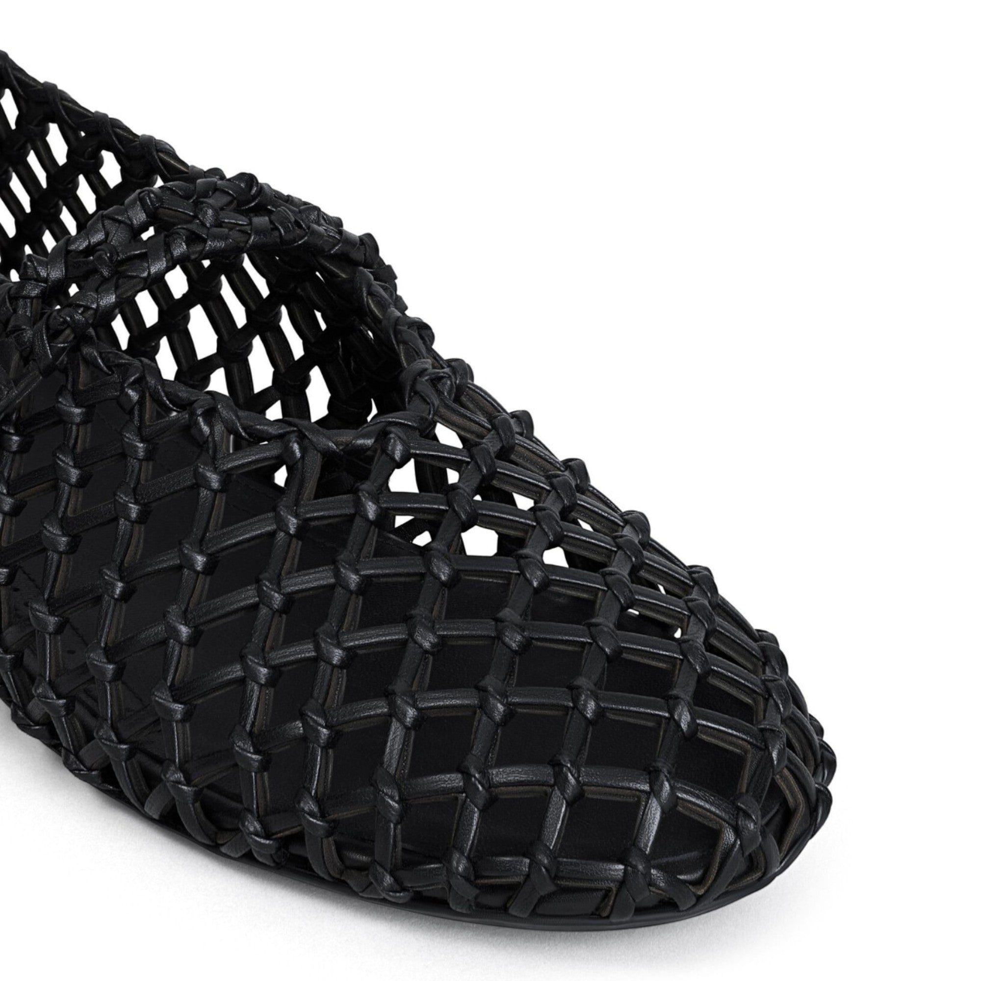Leather Net Mary Jane Ballerinas Black