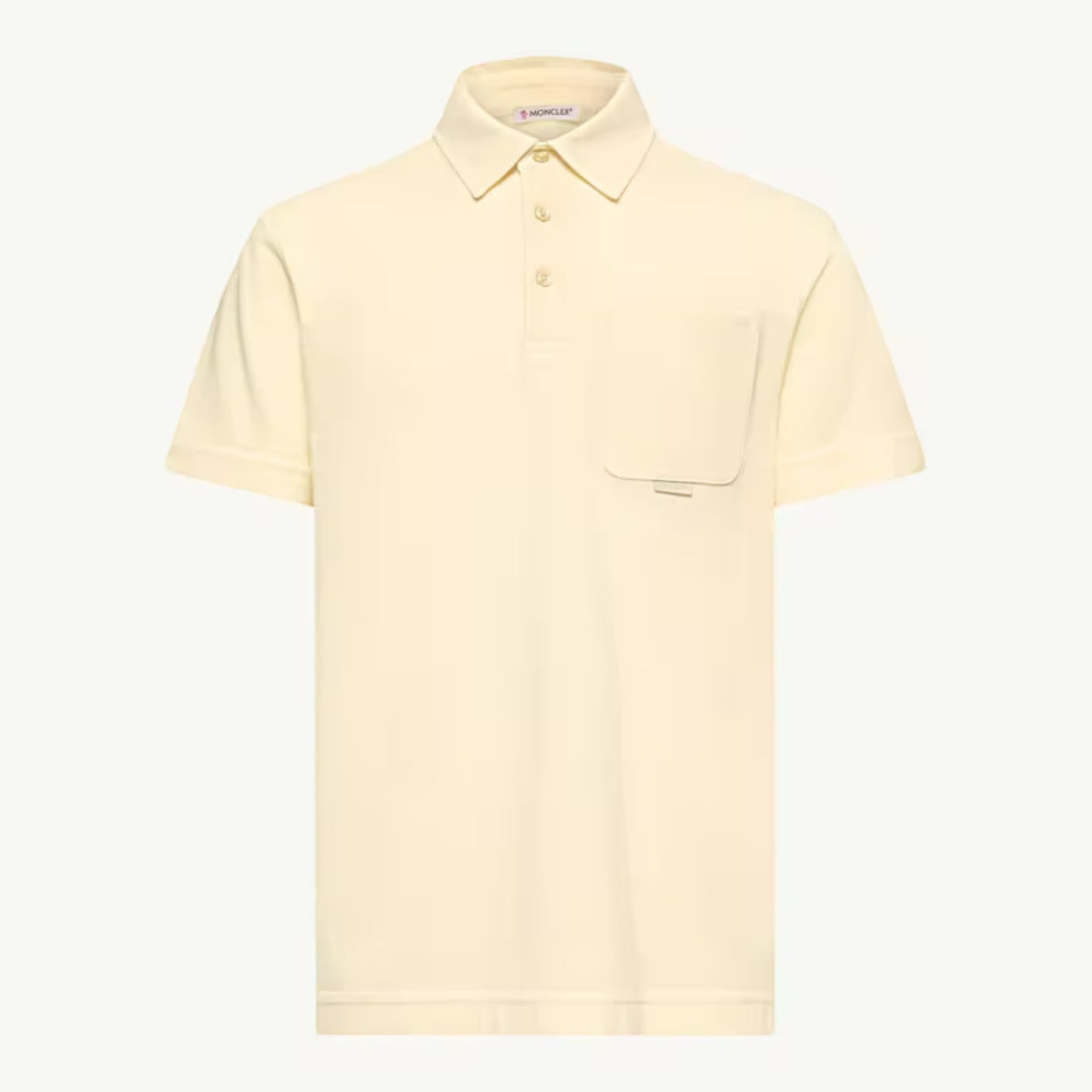Leather Logo Cotton Piqué Polo Shirt Ochre Yellow