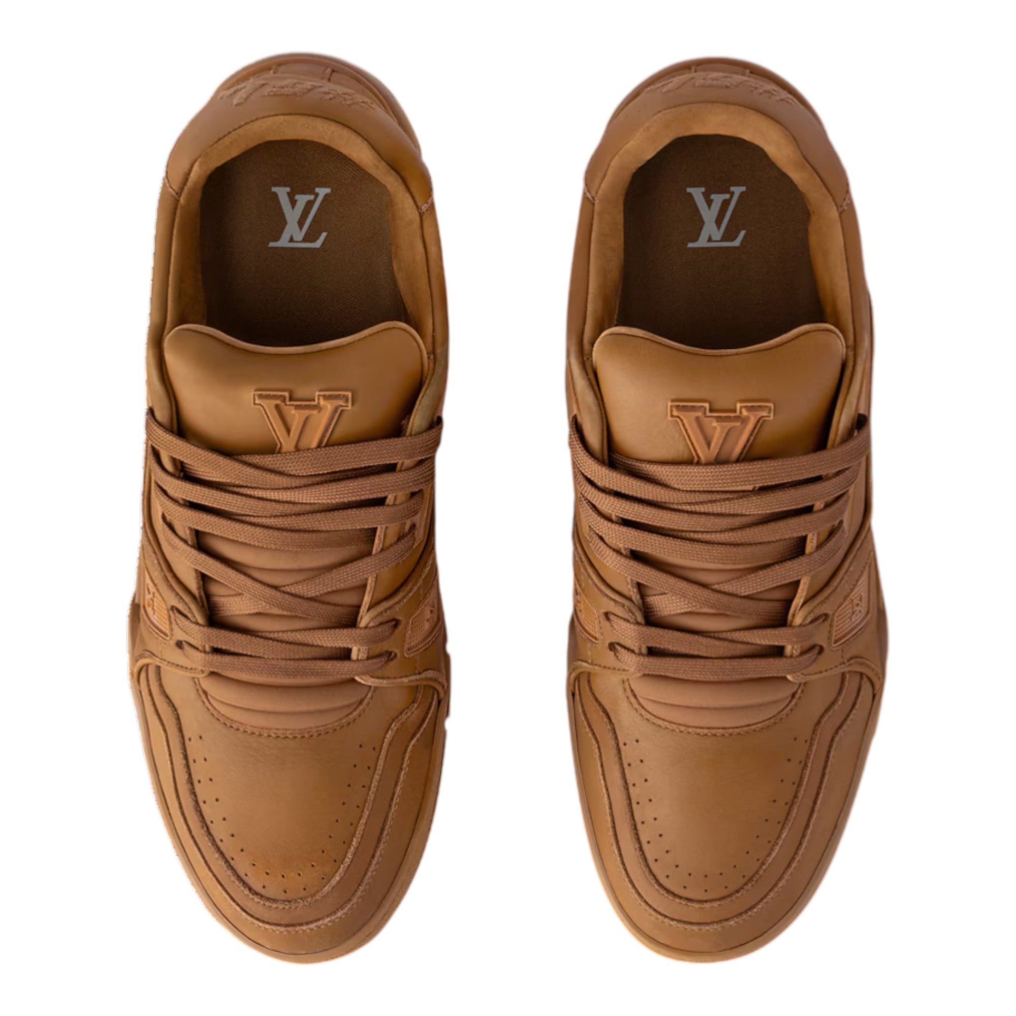 LV Trainer Distressed Sneaker Cognac