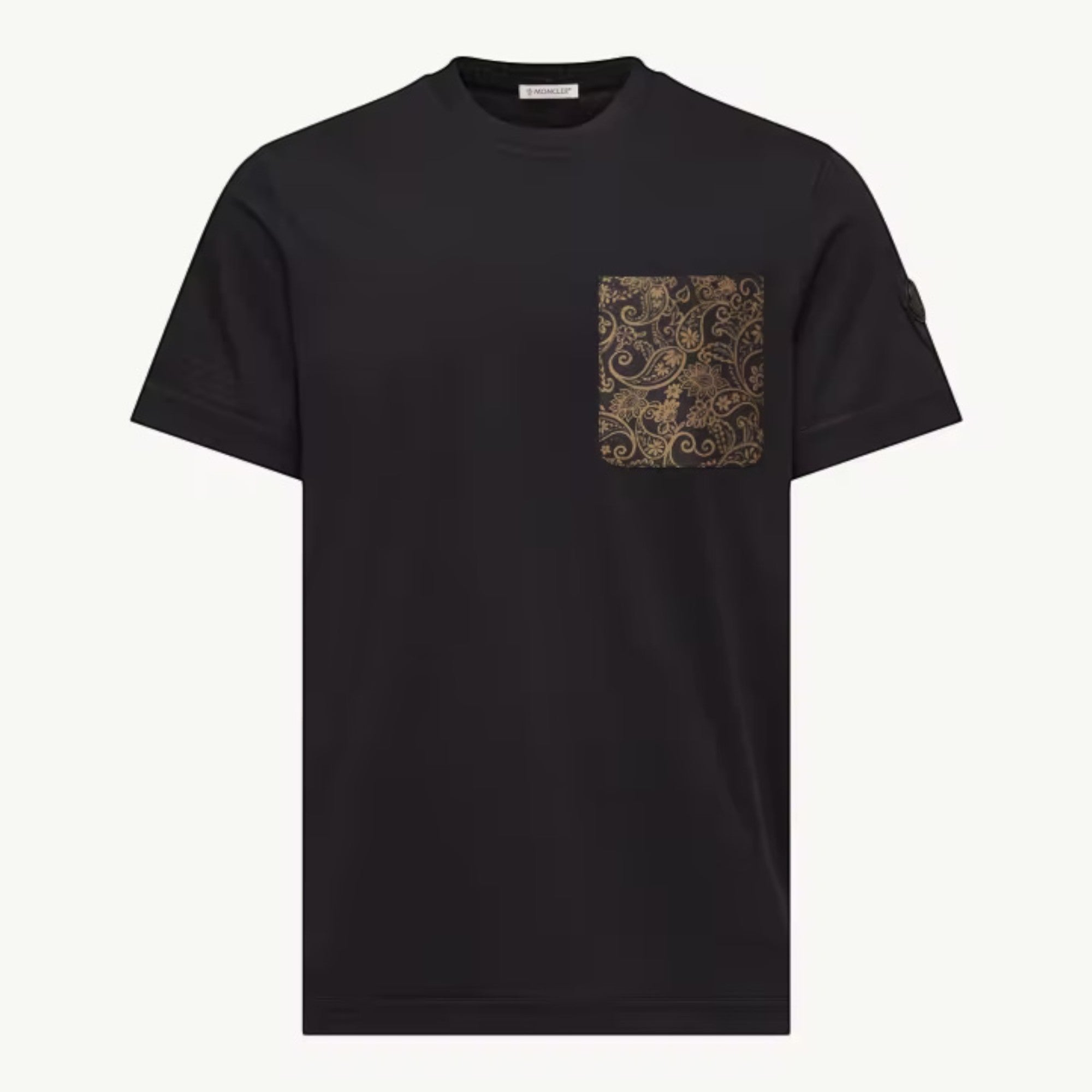 Paisley Print Cotton T-Shirt Navy Blue