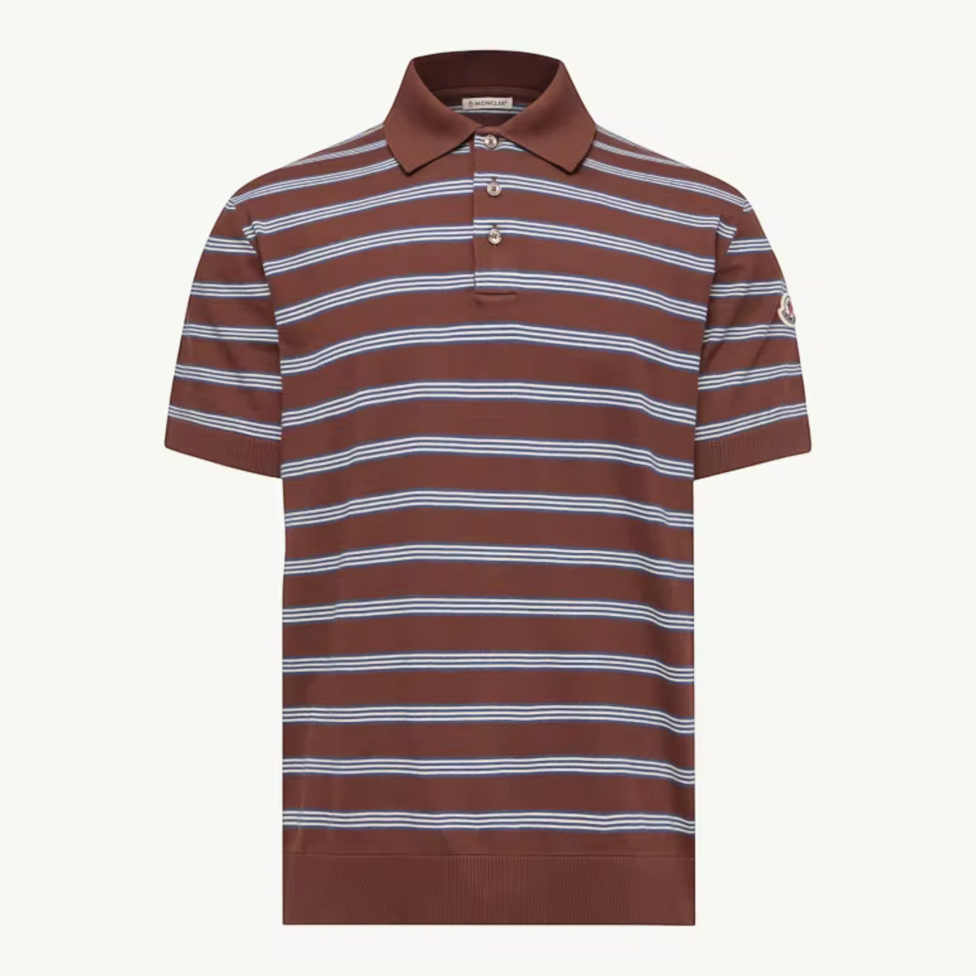 Striped Cotton Polo Blue Brown