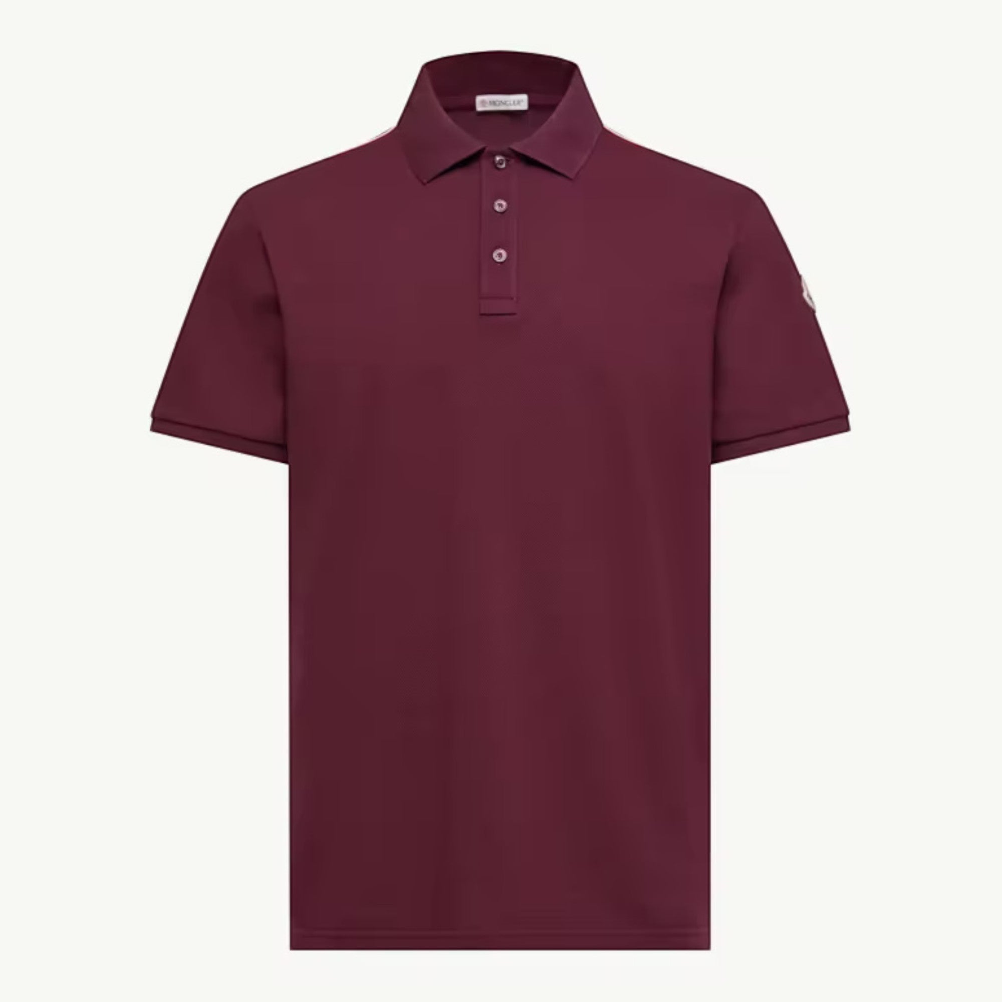 Tricolor Trim Cotton Piqué Polo Burgundy
