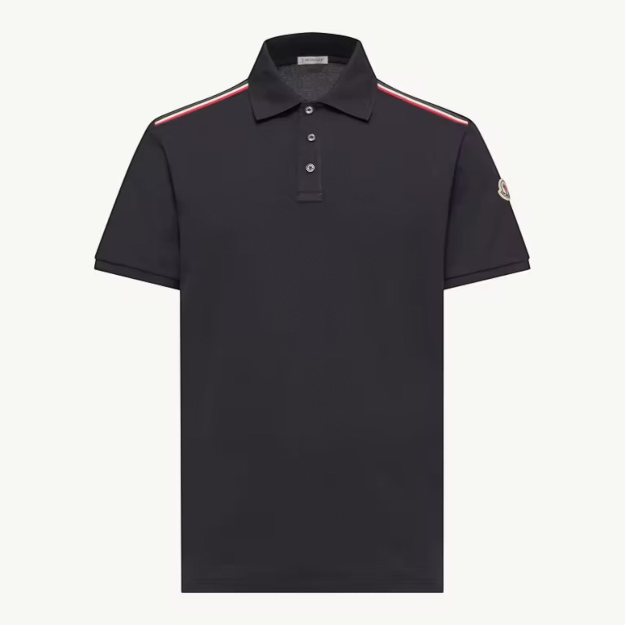 Tricolor Trim Cotton Piqué Polo Dark Blue