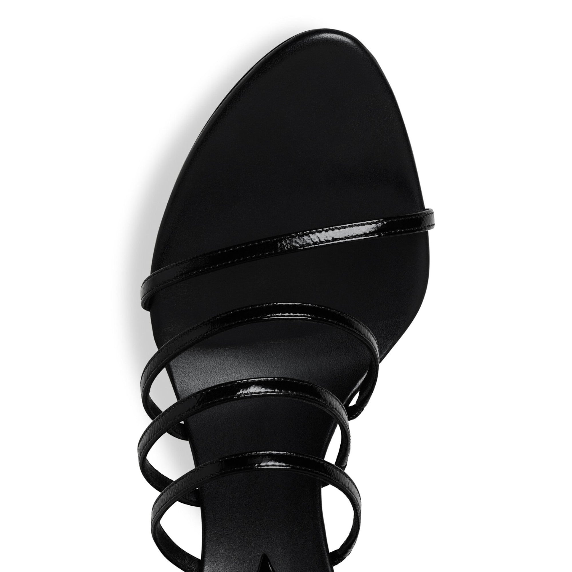 Patent Leather Strappy Heeled Sandals Black