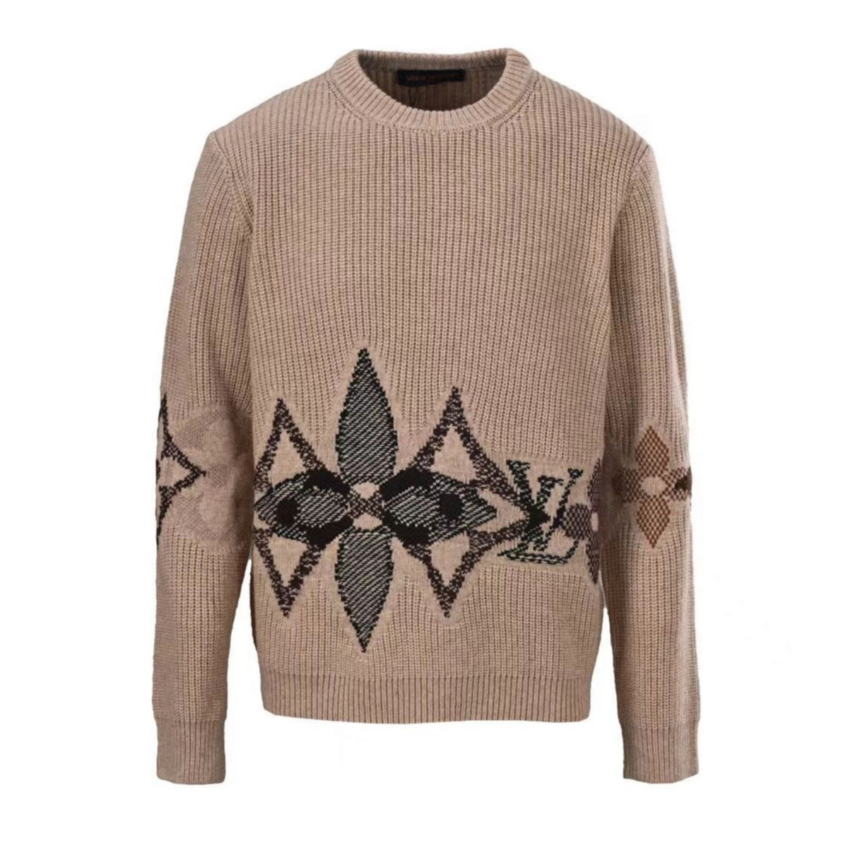 Graphic Knitted Crewneck Pebble Beige