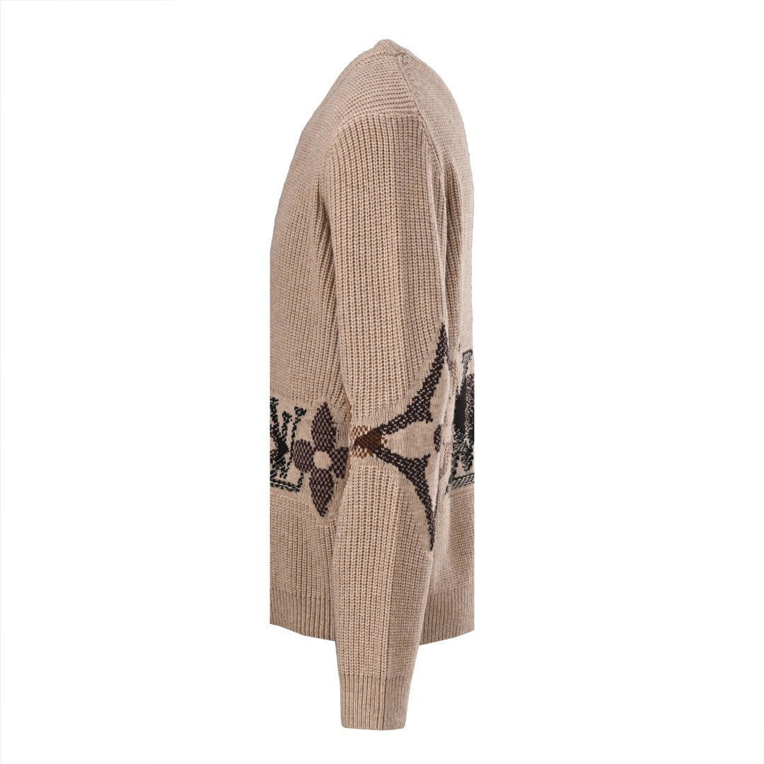 Graphic Knitted Crewneck Pebble Beige