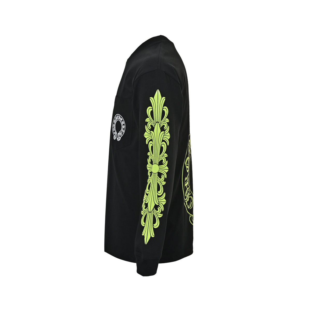 Neon Yellow Horseshoe Long Sleeve T-Shirt Black