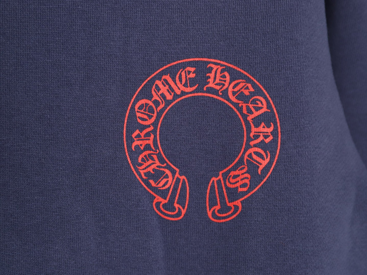 Horseshoe Floral Hoodie Navy Blue & Red