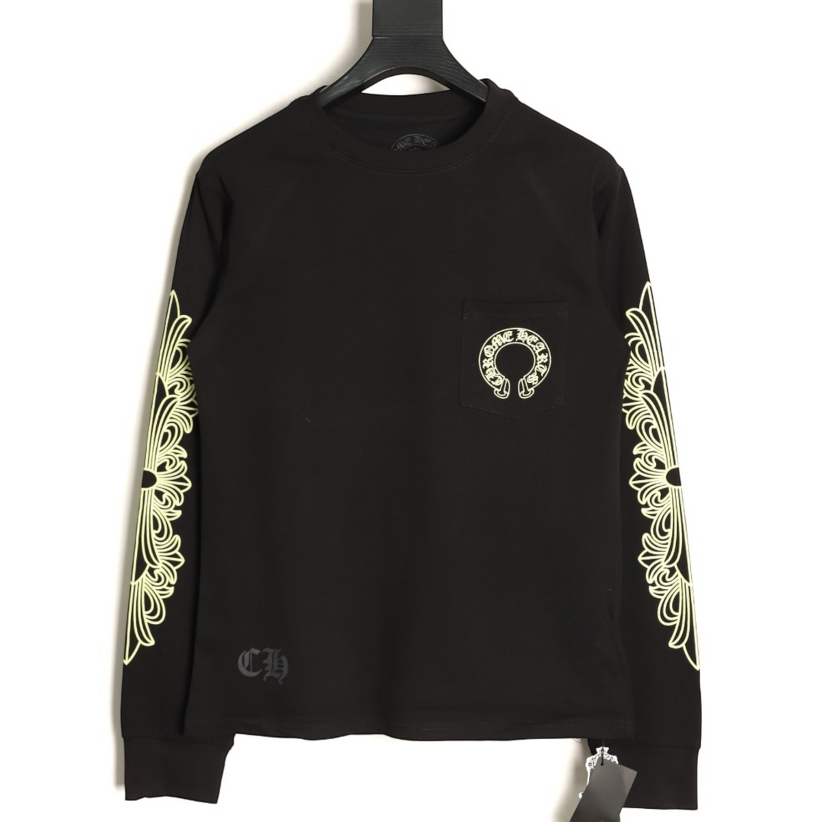 Neon Horseshoe Long Sleeve T-Shirt Black