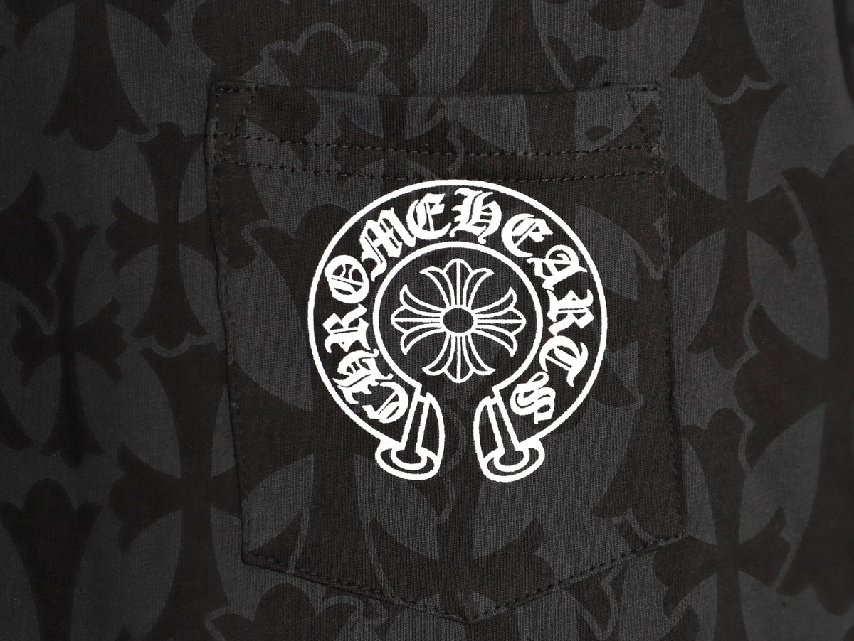 Graveyard Cemetery Cross Long Sleeve Pocket T-Shirt Black