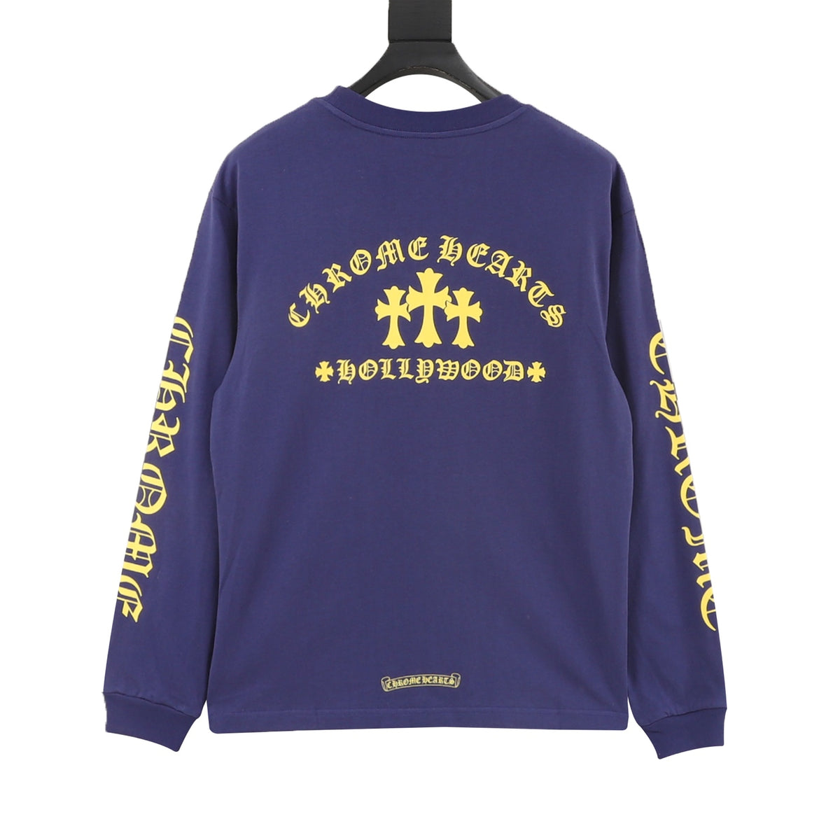Dagger Gothic Long Sleeve Pocket T-Shirt Navy & Yellow
