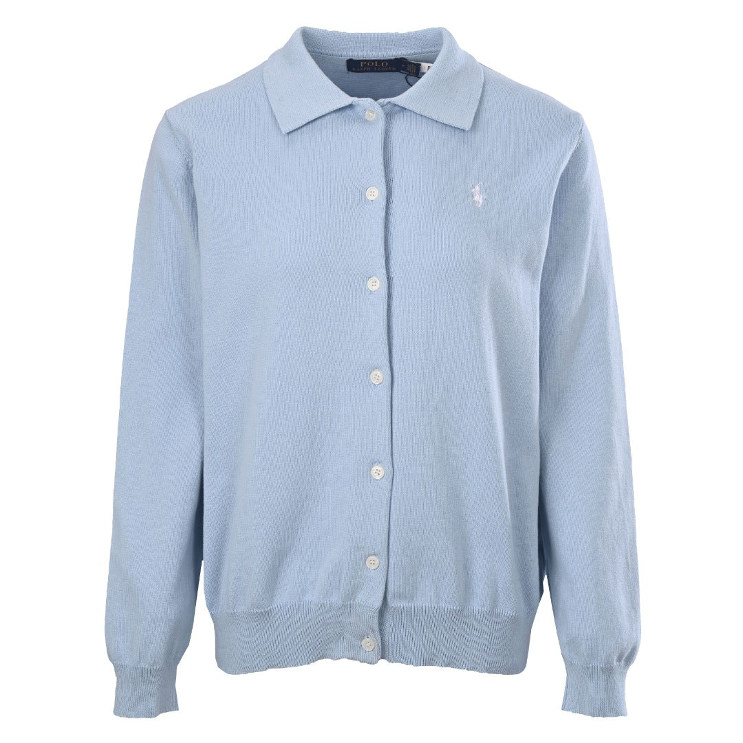 Polo Collar Buttoned Cardigan Light Blue