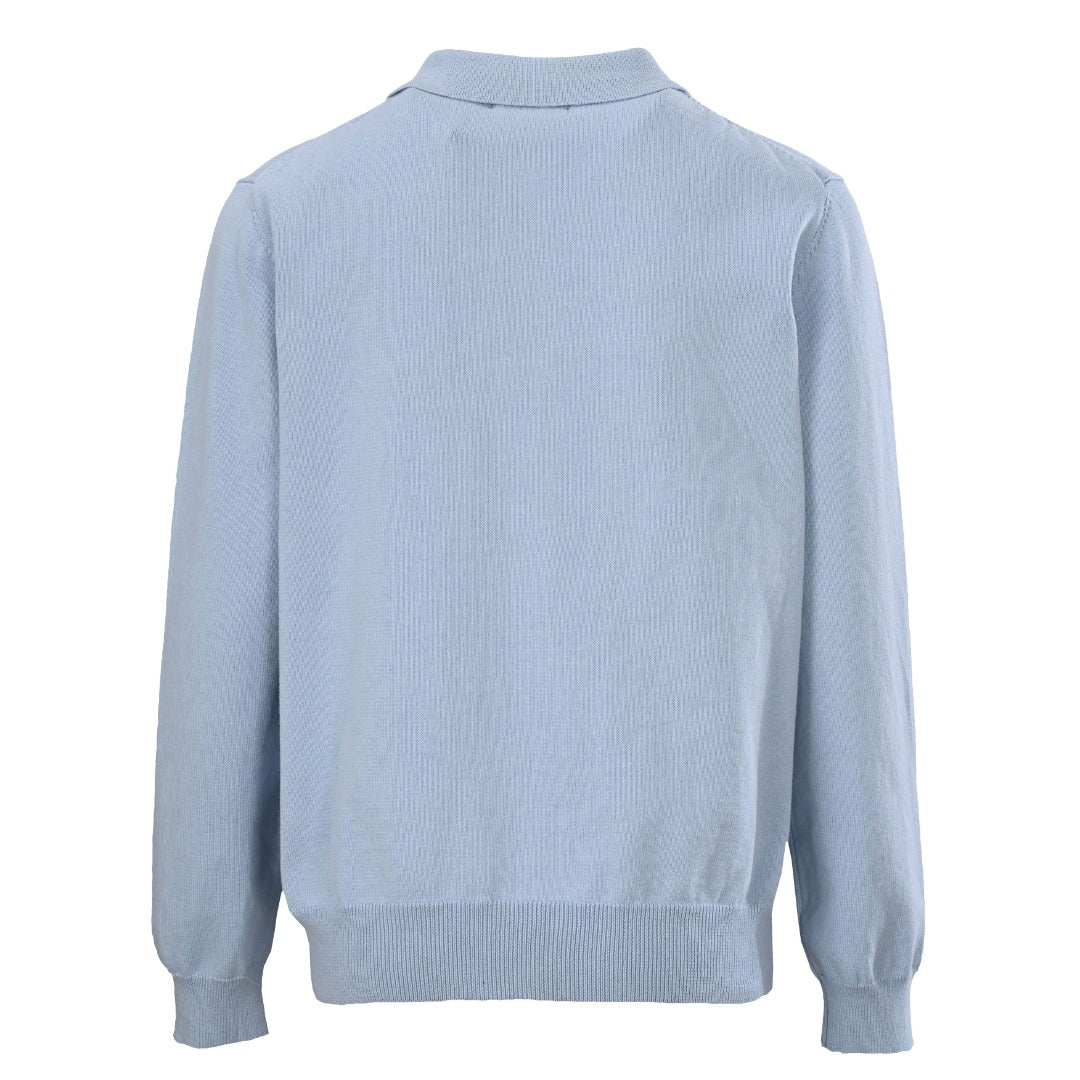 Polo Collar Buttoned Cardigan Light Blue
