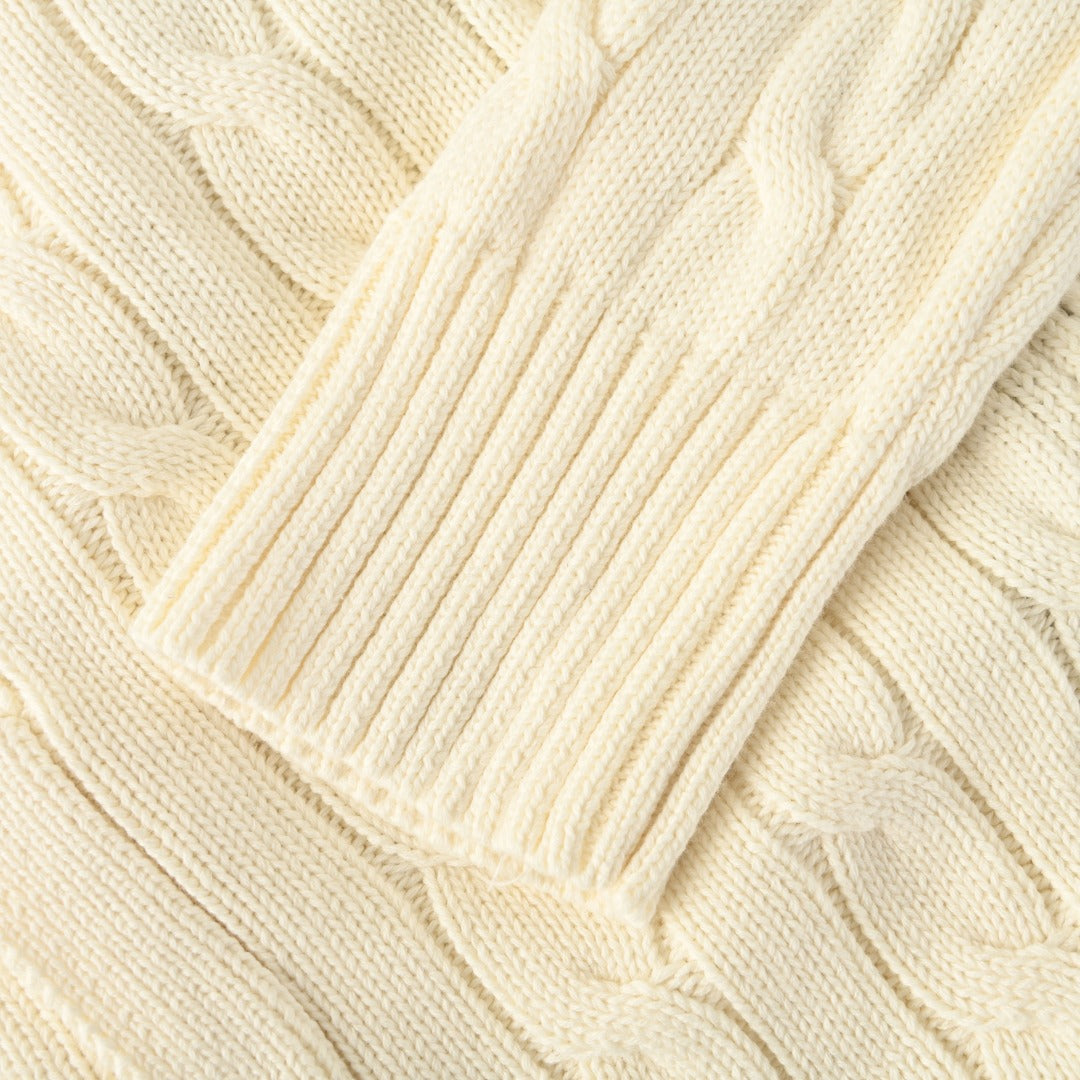 Cable-Knit Cotton Full-Zip Cardigan Andover Cream