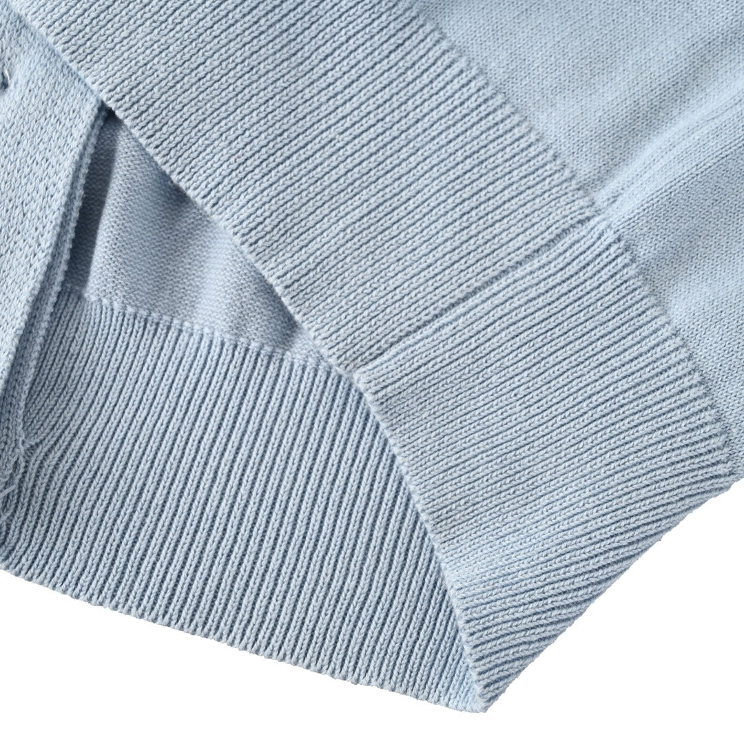 Polo Collar Buttoned Cardigan Light Blue