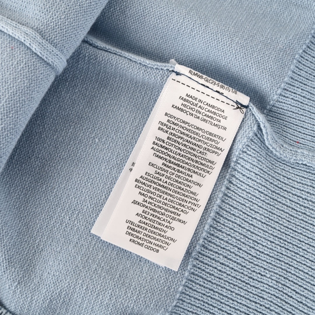 Polo Collar Buttoned Cardigan Light Blue