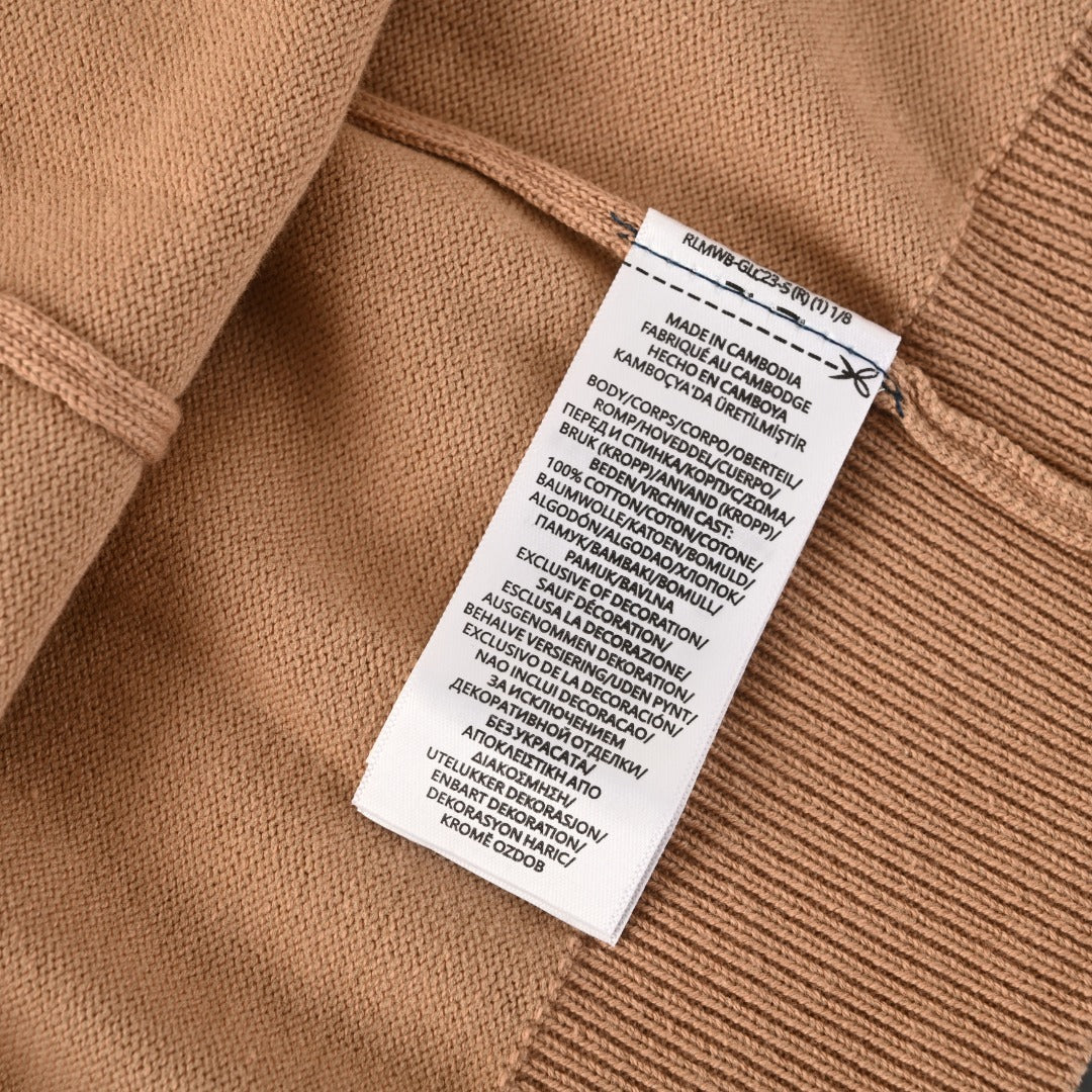 Cotton-Blend Polo Cardigan Camel Melange
