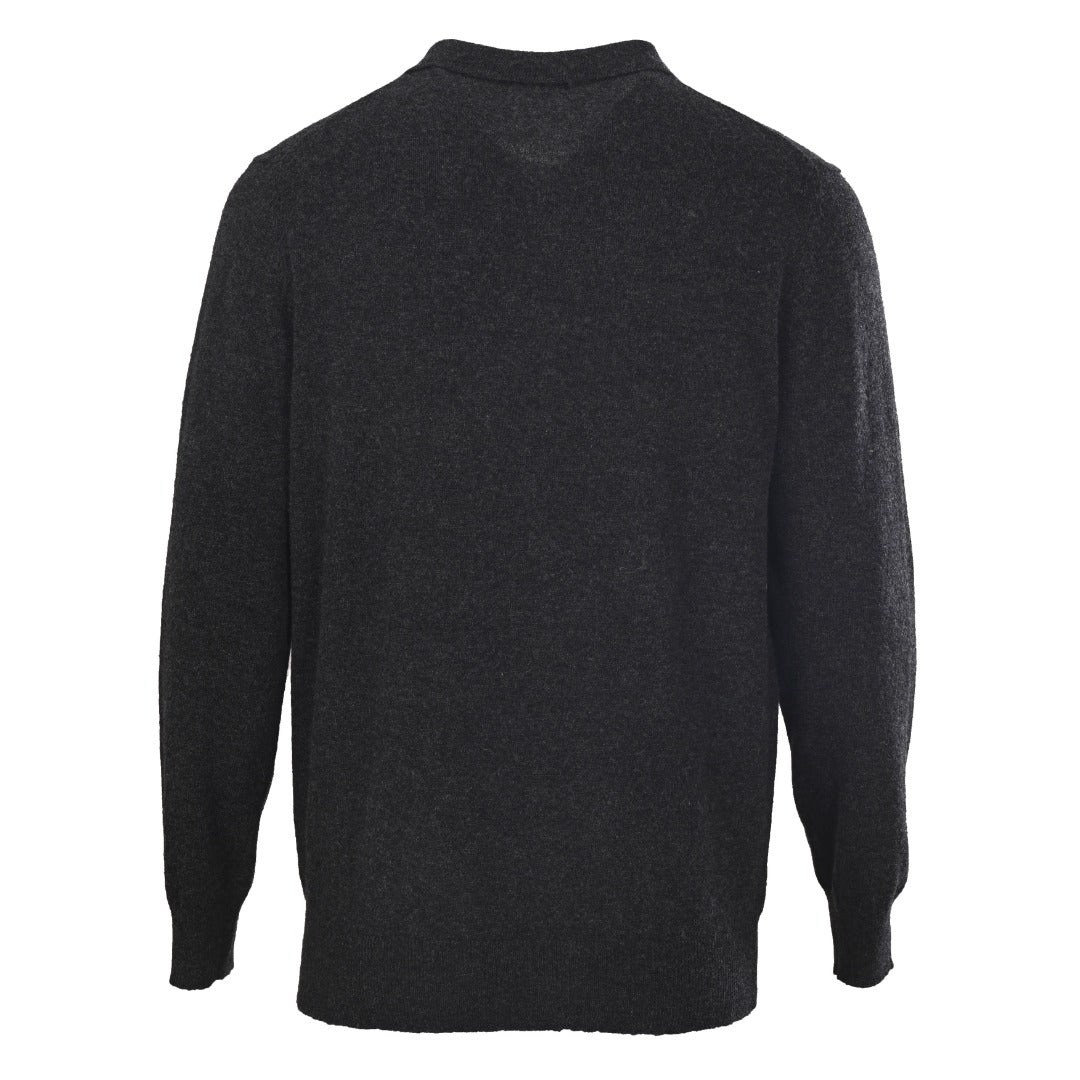 Long-Sleeve Knit Polo Dark Grey