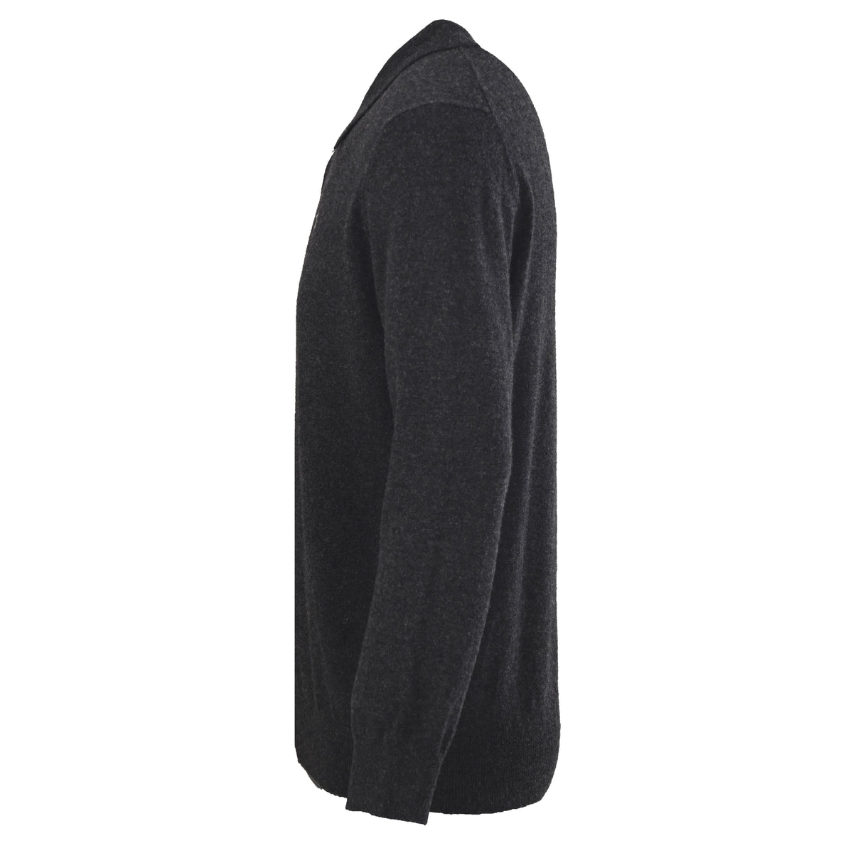 Long-Sleeve Knit Polo Dark Grey
