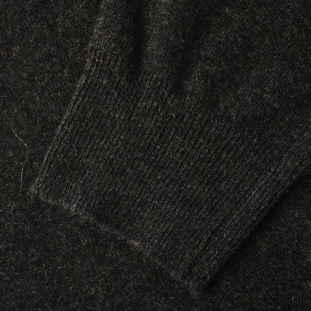 Long-Sleeve Knit Polo Dark Grey
