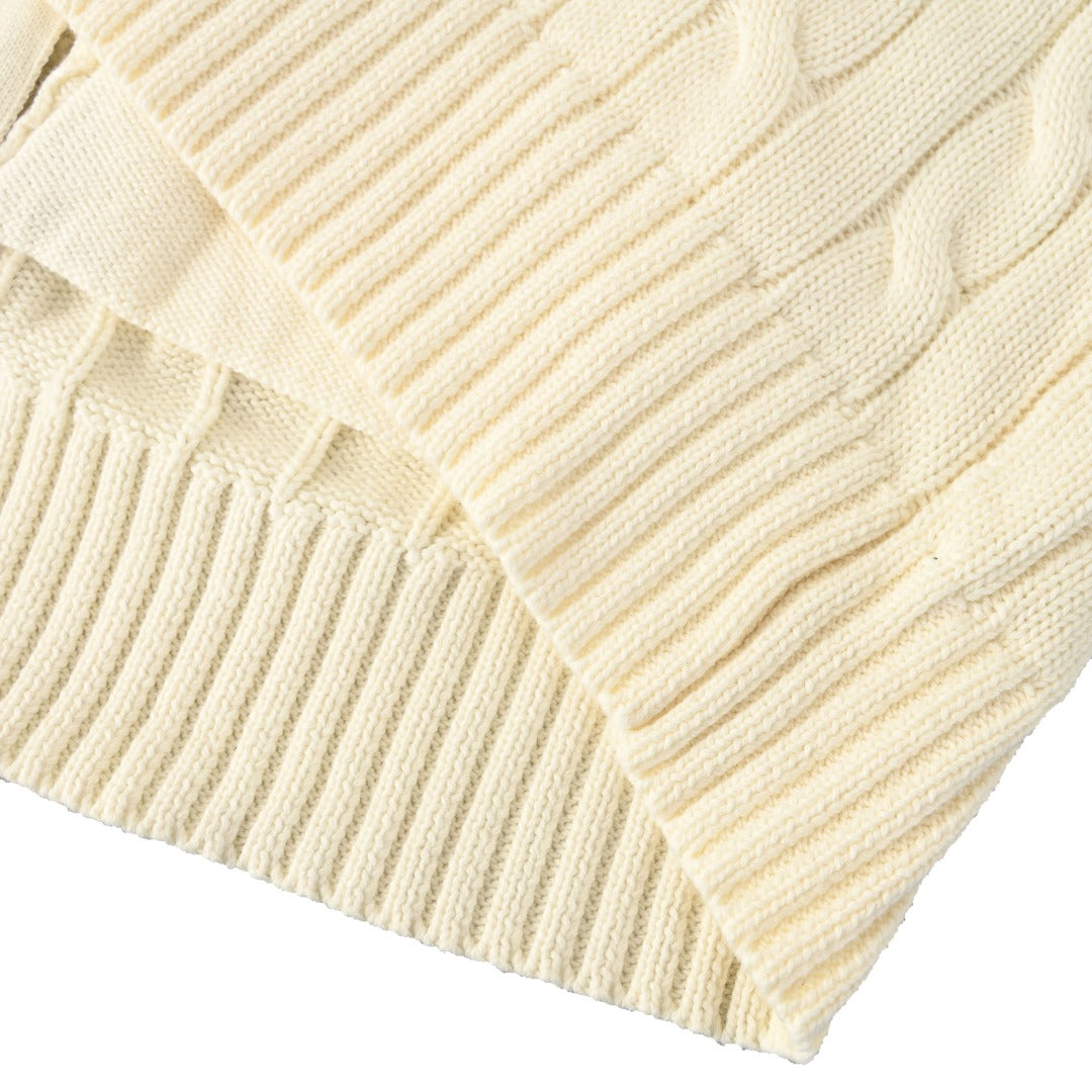 Cable-Knit Cotton Full-Zip Cardigan Andover Cream