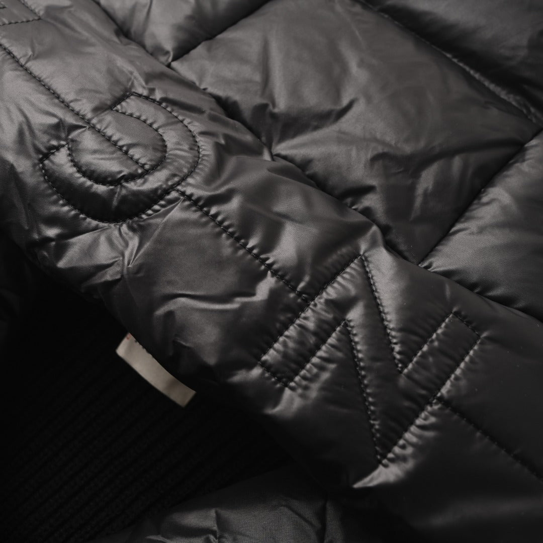 Padded Wool Zip-Up Black