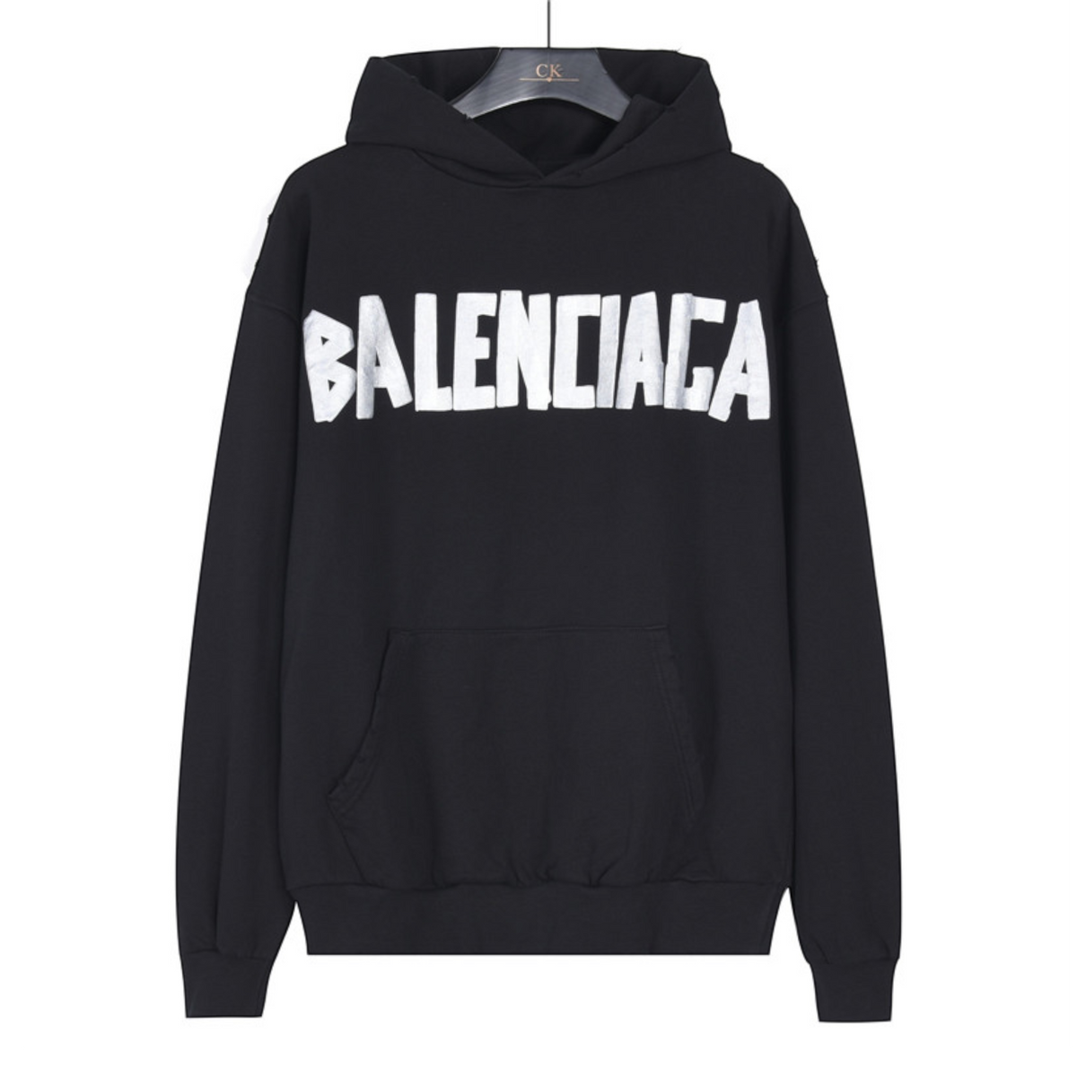 New Tape Type Oversized Hoodie Black