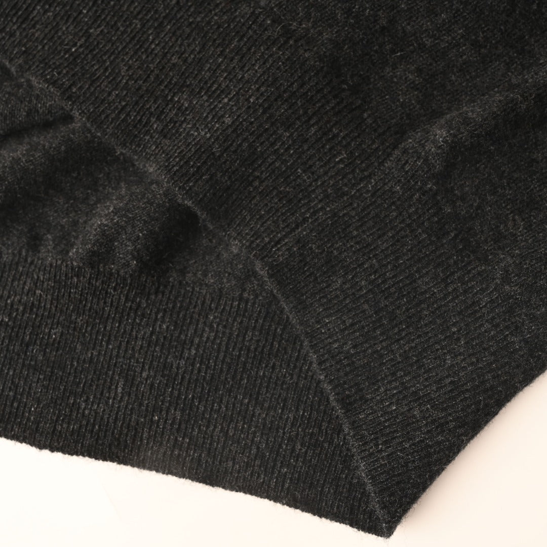 Long-Sleeve Knit Polo Dark Grey